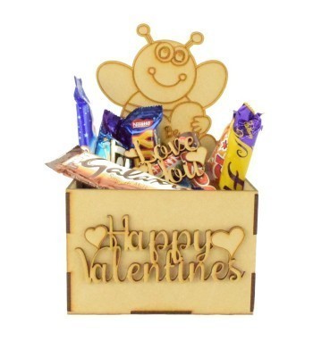 Laser Cut Valentines Hamper Treat Boxes - 'Be Mine' Bee Shape